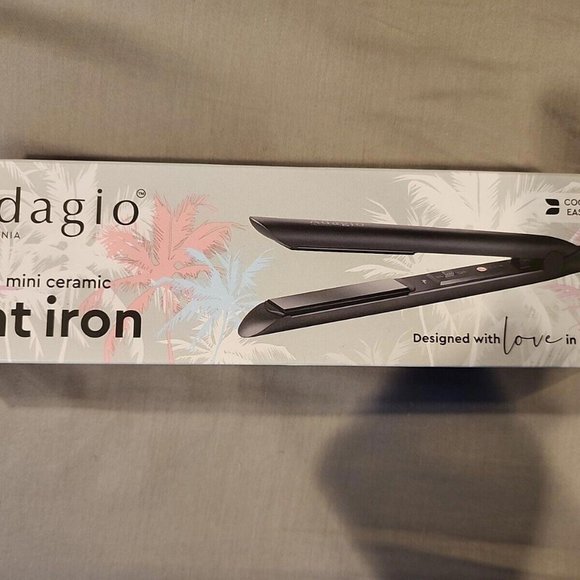 Adagio Not So Mini Ceramic Flat Iron Straighten Style Shiny Silky No Frizz NIB